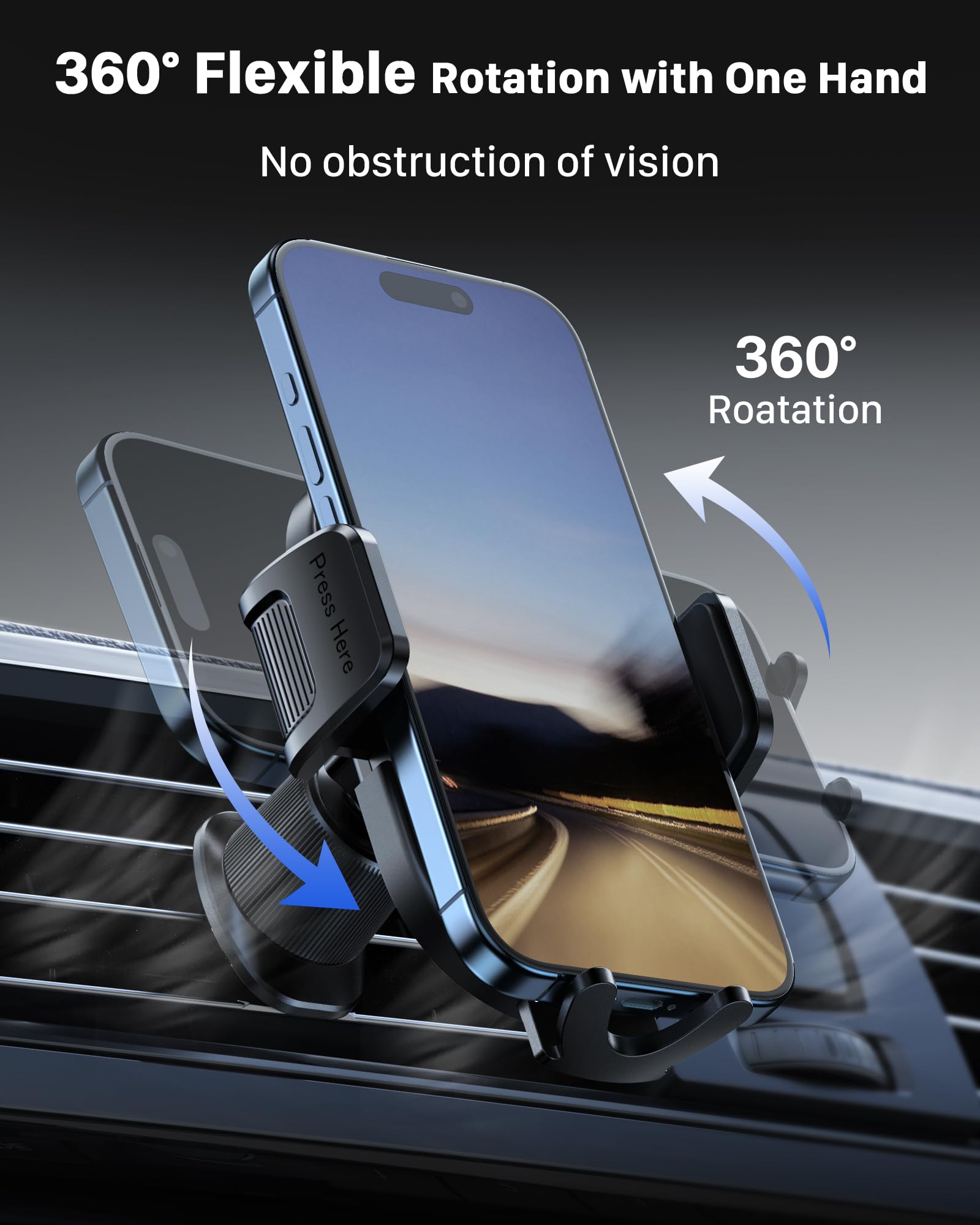 YOSH Uchwyt samochodowy na telefon wentylacyjny, ulepszony metalowy uchwyt na telefon z podwójnym zamkiem, uchwyt na odpowietrznik do iPhone'a 16 15 14 13 12 11 Pro Max Plus Samsung S24 S23 S22 S21
