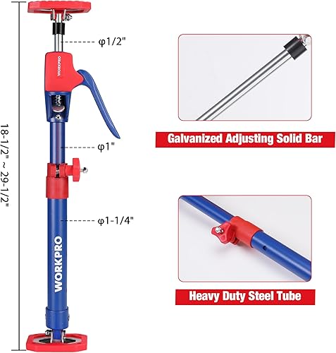 Miniatura 10 de WORKPRO Poste de soporte para gato de gabinete, barra de soporte telescópica de acero de 54 a 114 pulgadas, sistema de soporte ajustable de tercera