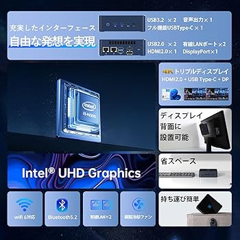 Win11公式対応Corei3/メ8G/SSD/カメラ/大画面フレームレス/無線 Amazon.co.jp: Skynew ミニPC インテル core i3 [16GB DDR5