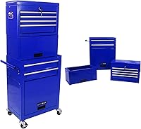 Vista 10 de Carrito de herramientas de 5 cajones con ruedas, cofre de herramientas rodante para almacenamiento de herramientas, organizador de carrito