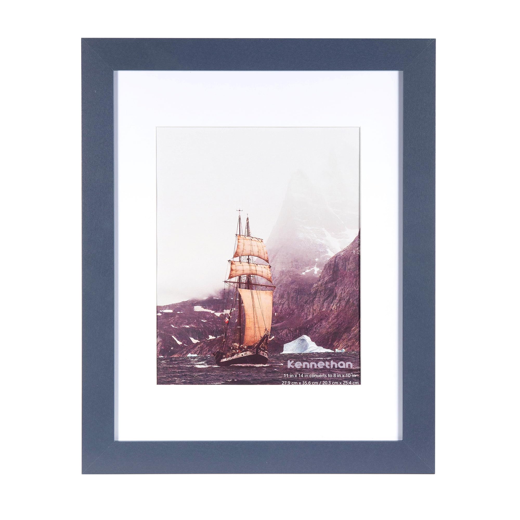 11x14 Picture Frame Navy Blue 1 Pcs in 1 set 11x14 Frame can Display 8x10 Picture with Mat or 11x14 Without Mat on the Wall