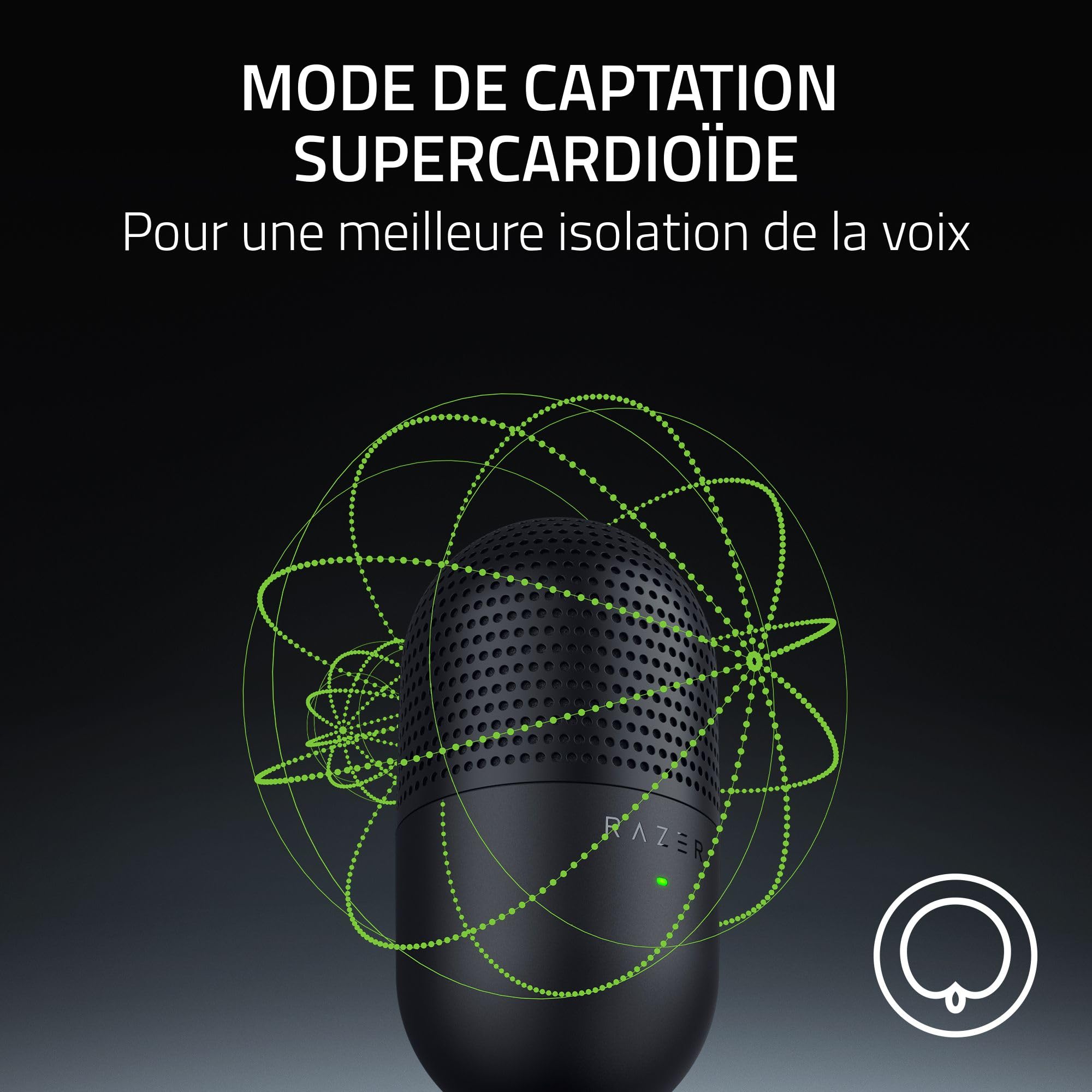 Razer Seiren V3 Mini - Microphone USB ultra-compact (microphone à condensateur 14 mm, directivité supercardioïde, détecteur de mise en sourdine, absorbeur de chocs intégré) Noir