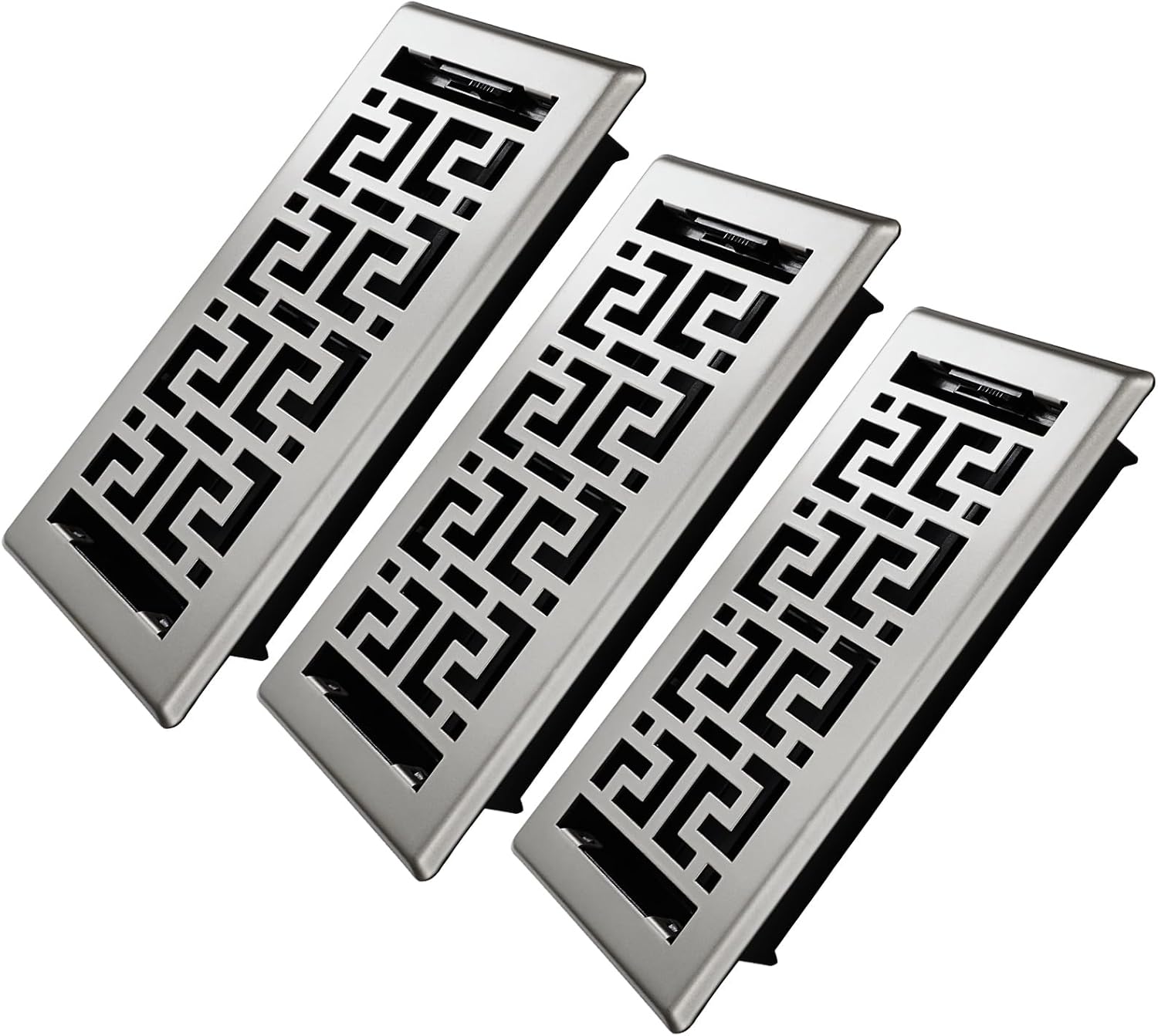 Floor Register 4x10 Inches - 3 Pack Heavy Duty Walkable Steel Floor Vents Easy Adjust Air Supply Lever Decorative Floor Vent Covers for Home Floor/Room/Sidewalk 4'' X 10''-3P-SL