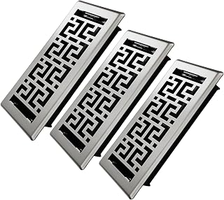 BYEWIRE 4x10 Floor Registers 3 Pack - Heavy Duty Walkable Steel Vents, Adjustable Damper, Rust-Resistant for Home HVAC