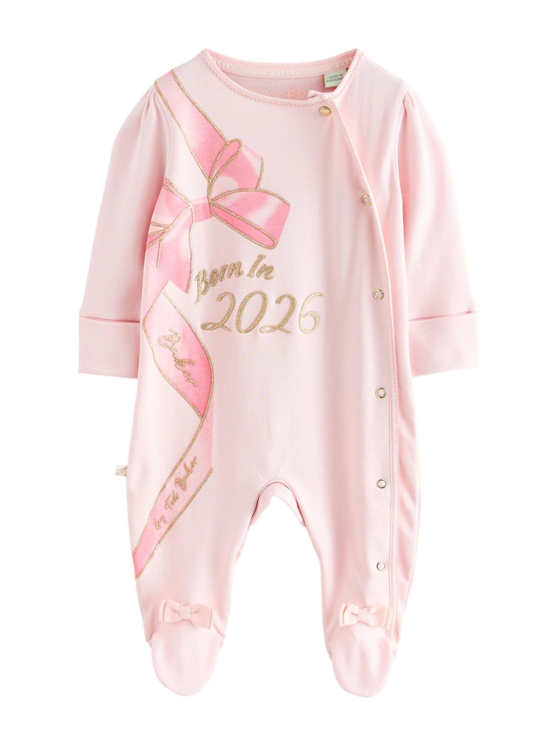 Baby Mädchen Schlafanzug mit Schleife, Born in 2026