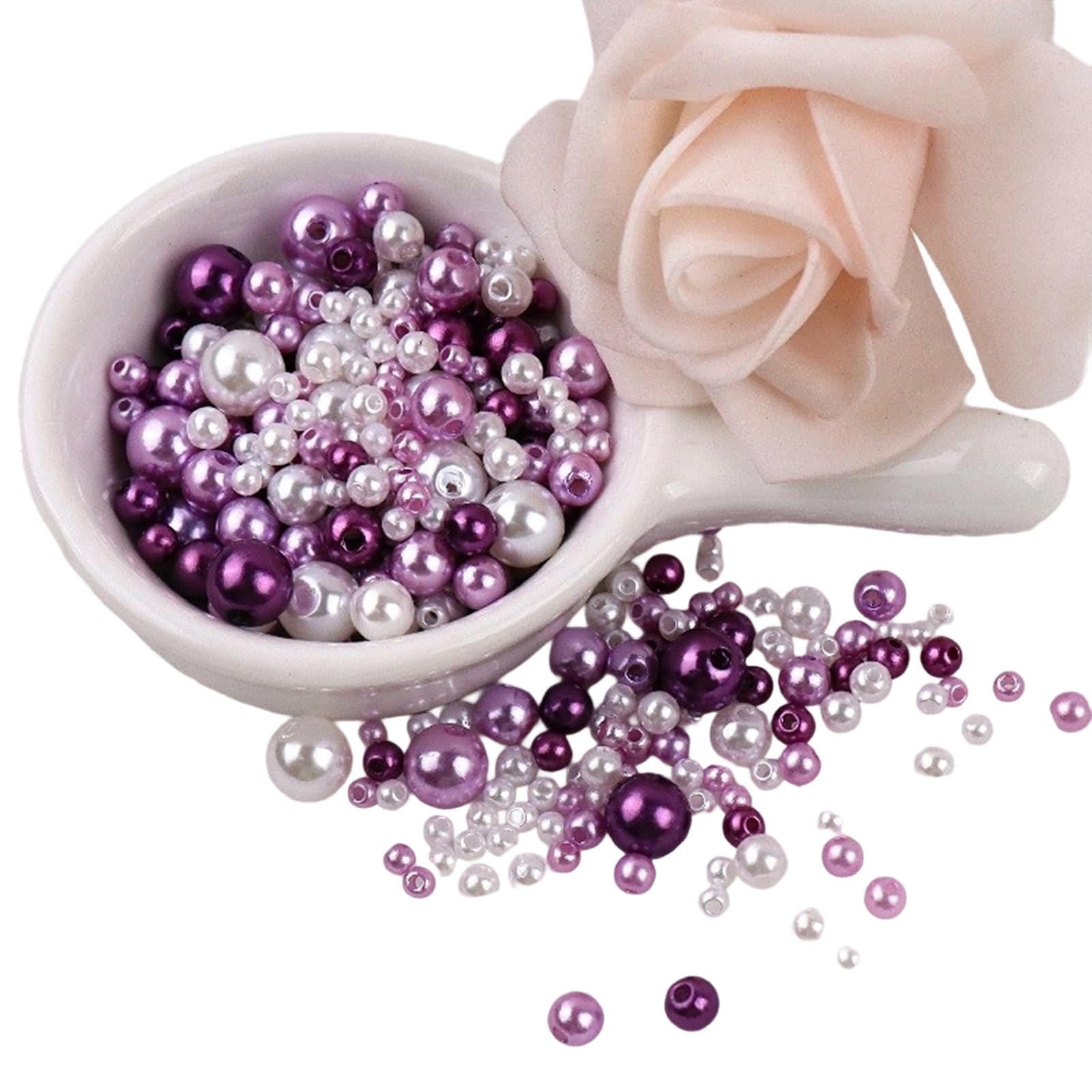 Purplelily B Artificial Pearls Eads For Art Craft Decoration 150Pcs 3-8Mm Small Sew On Pearls Eads With Holes For Jewelry Making