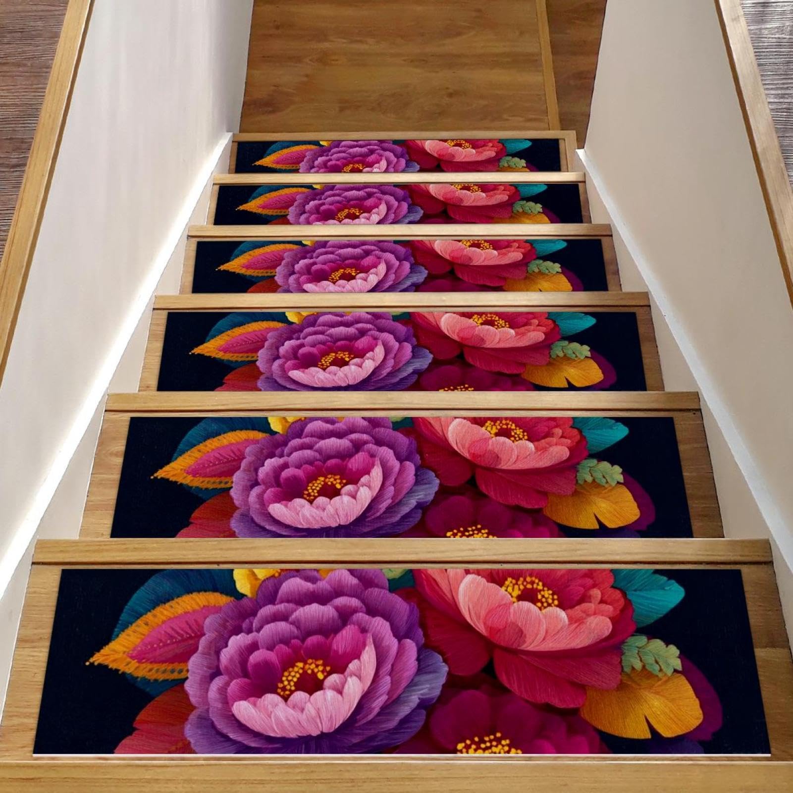 Tapis d'escalier antidérapants motif fleurs style et sécurité