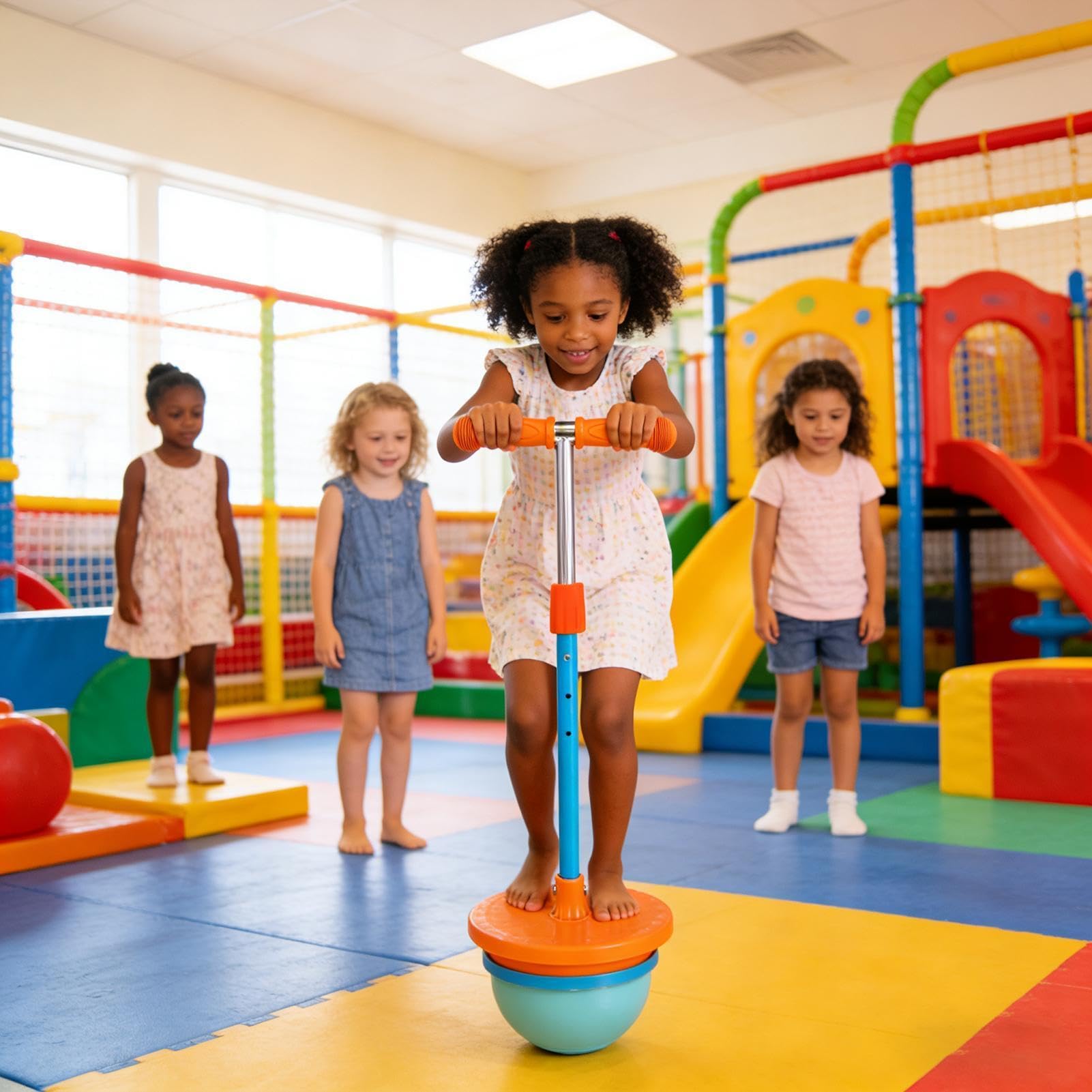 Hinkelball Für Kinder | Springball Mit Anti-Rutsch-Griff Einstellbare Stange, 70-80cm | Gleichgewichtstraining & Springspielzeug Profis Innen Und Draußen | PVC PP Für Schulplatz Garten Und Spiele