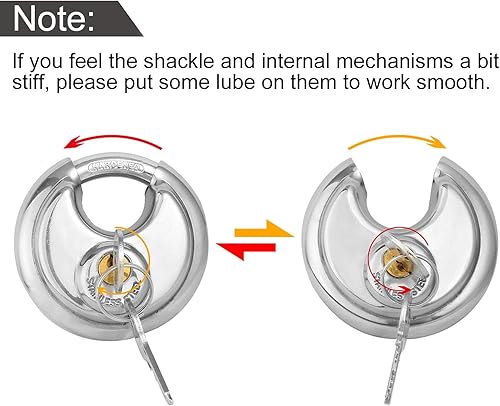 Miniatura 3 de STARVAST - Candado redondo de acero inoxidable, 2 unidades, resistente a la corrosión, 2-34 pulgadas de ancho (llave diferente)