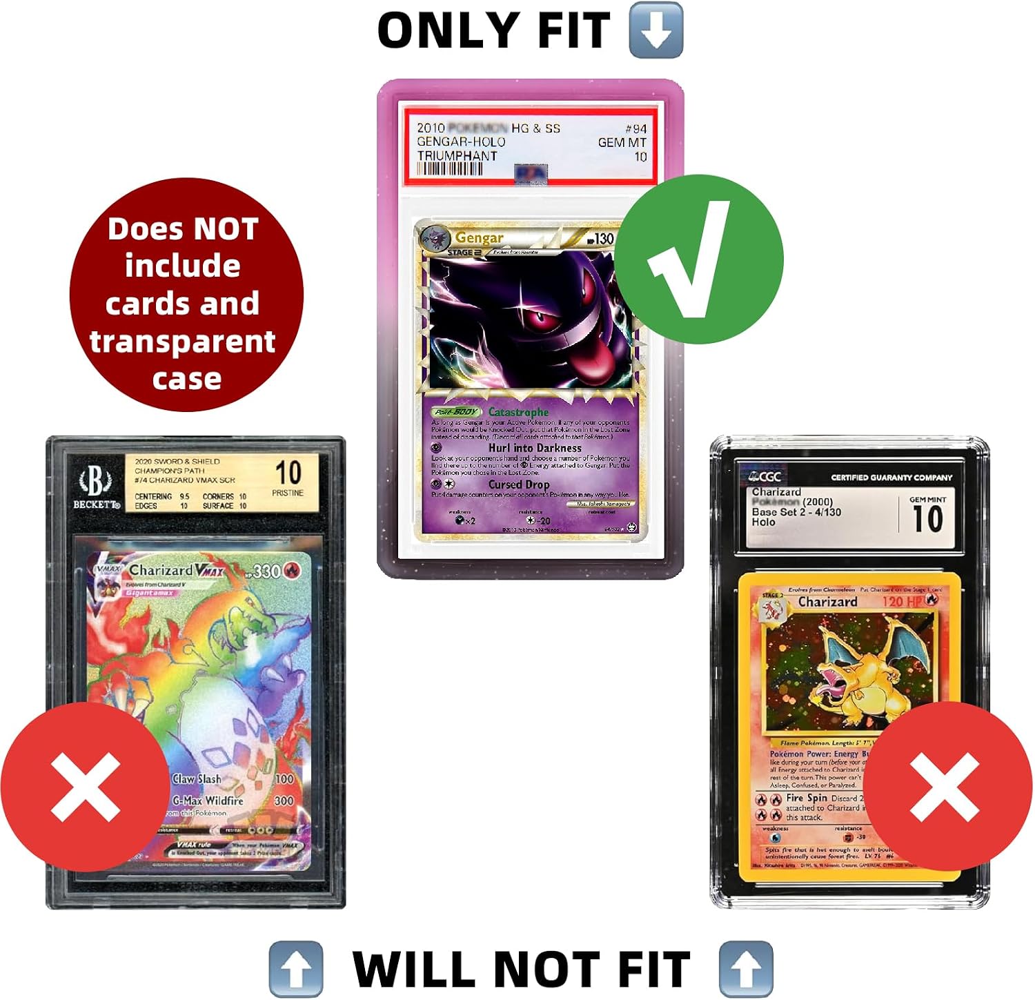 NAKIS Slab Guard for PSA Graded Cards, 2-Pack TPU Slab Protector Graded Guard Bumper Guard for PSA Graded Card Only, Gradient Color Glitter Limited Edition, Purple-Black image 5