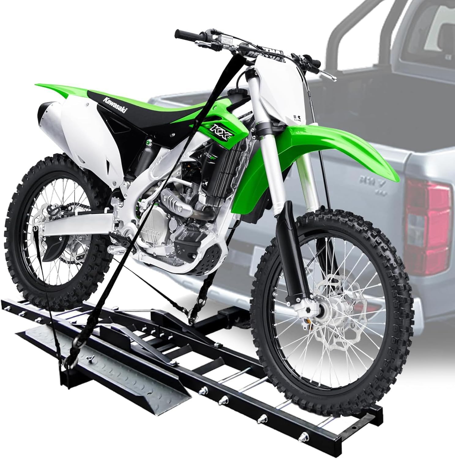 500 lbs Motorcycle Hitch Carrier With Loading Ramp - Heavy Duty Steel Rack for Dirt Bike, hitch carrier motorcycle