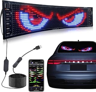 Rupse Programmable LED Display Sign, 15"x4" Large Flexible Scrolling Message Board, Ultra-Bright USB-Powered LED Sign for Shops, Cars, Restaurants, Exhibition Halls, Business Advertising