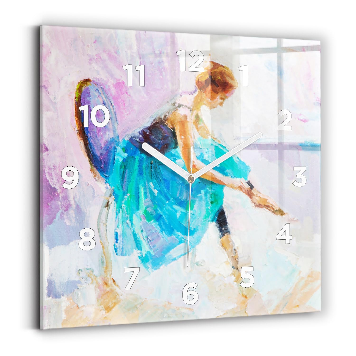 Horloge carrée Wallfluent 30x30 cm à quartz silencieux motif ballerine