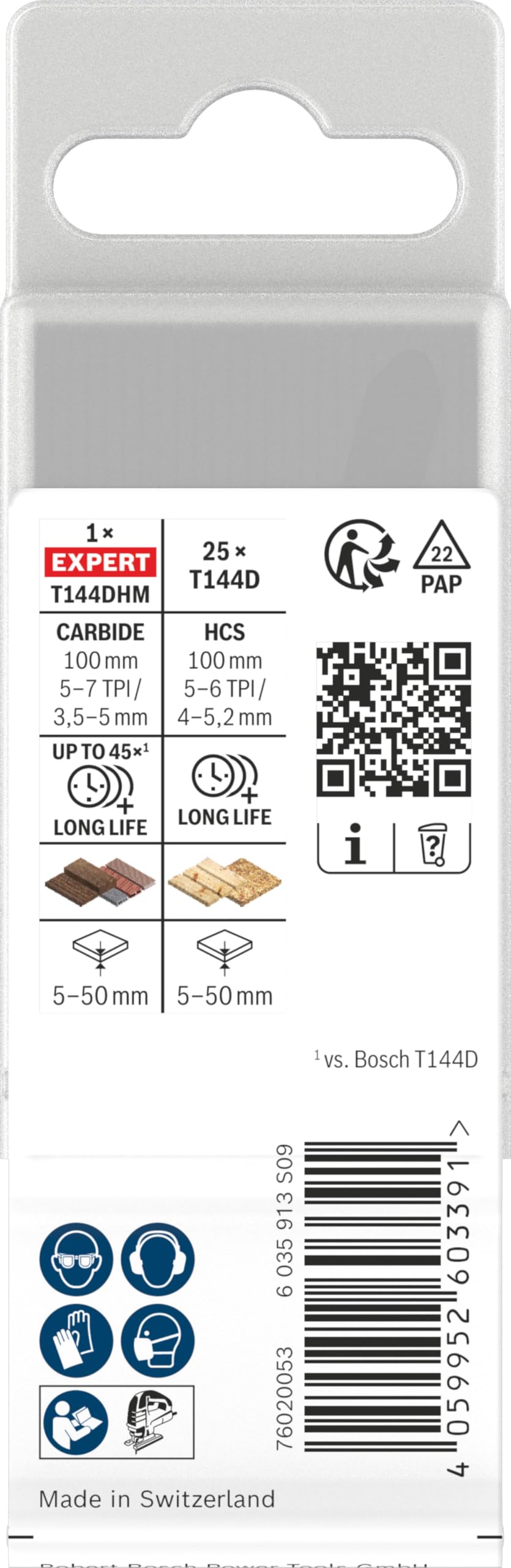 Bosch Professional Lame per seghetto alternativo 25x T 144 D + 1x Expert ‘Hardwood Fast’ T 144 DHM (per Legno Legno duro Accessorio Seghetto alternativo)