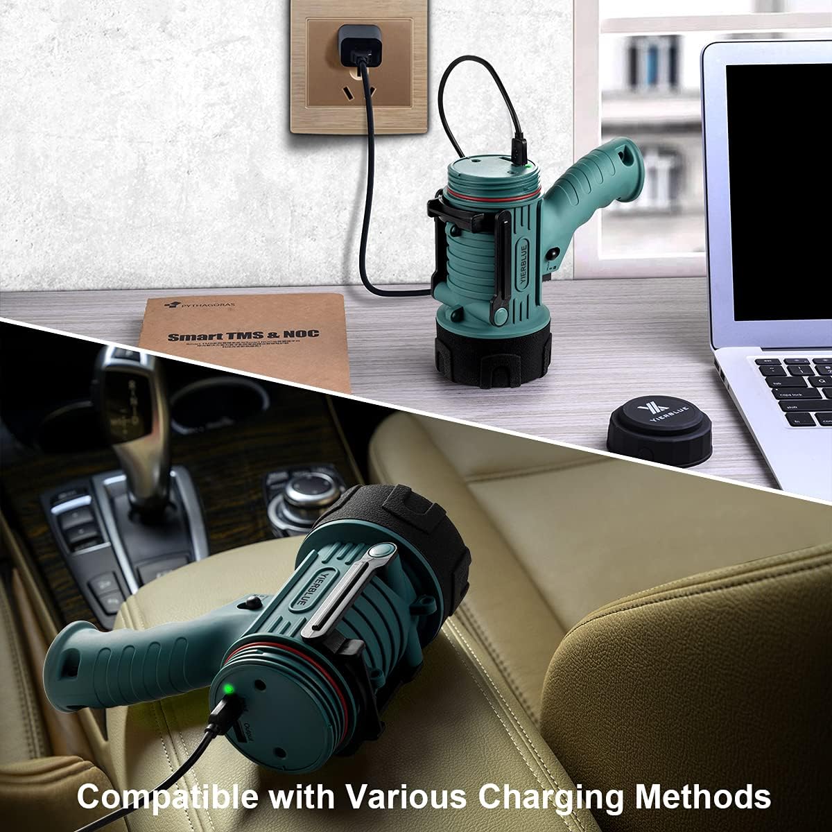 YIERBLUE Rechargeable Spotlight, Super Bright 90,000 High Lumen LED IP67 Waterproof Handheld Spotlight Long Lasting Large Flashlight Searchlight with Detachable Red Light Filter - Image 7