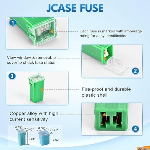Miniatura 5 de Nilight Blade Jcase - Kit surtido de fusibles para automóvil 5A, 7.5A, 10A, 15A, 20A, 25A, 30A, estándar, mini fusibles de 20A, 30A, 40A, 50A, 60A,