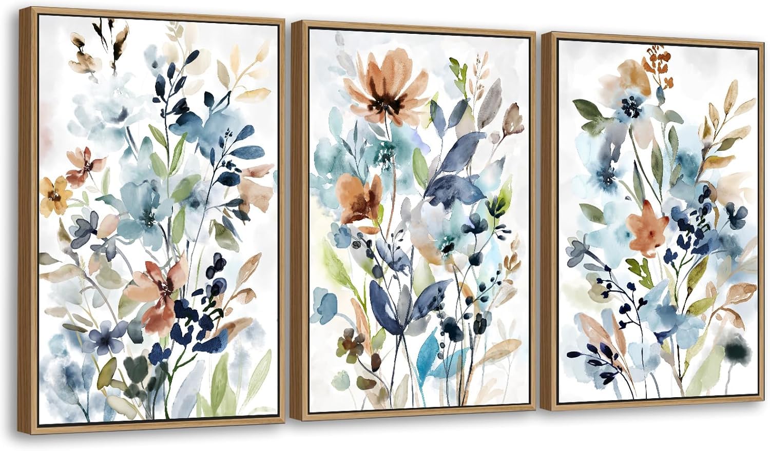 Lianyibo Frameless Flowers Wall Art Colorful Wildflower Canvas Pictures Wall Decor Botanical Painting Prints For Living Room Bedroom Decor(60X90cmx3/Frameless)