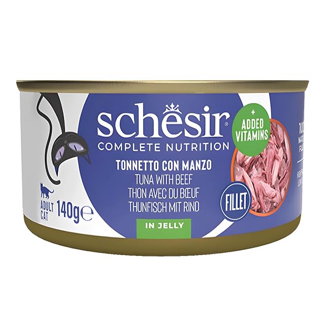 Schesir Alimento para Gatos Atún y Filete de Ternera 140 g Lata (1 x 140 g)
