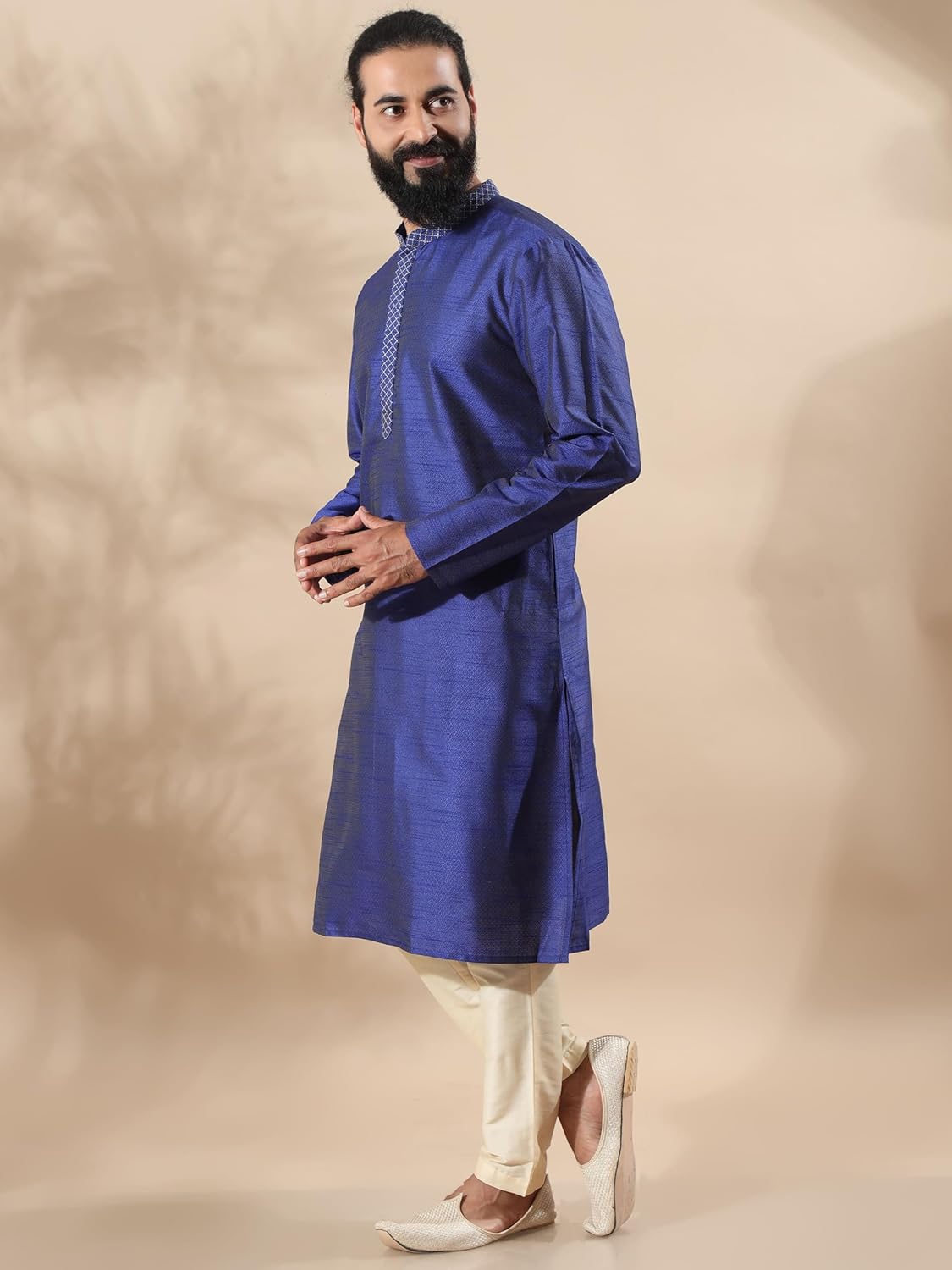 Filori Studio - Men's Authentic Woven Design Long Kurta with Zari Embroidery (Kurta Only)