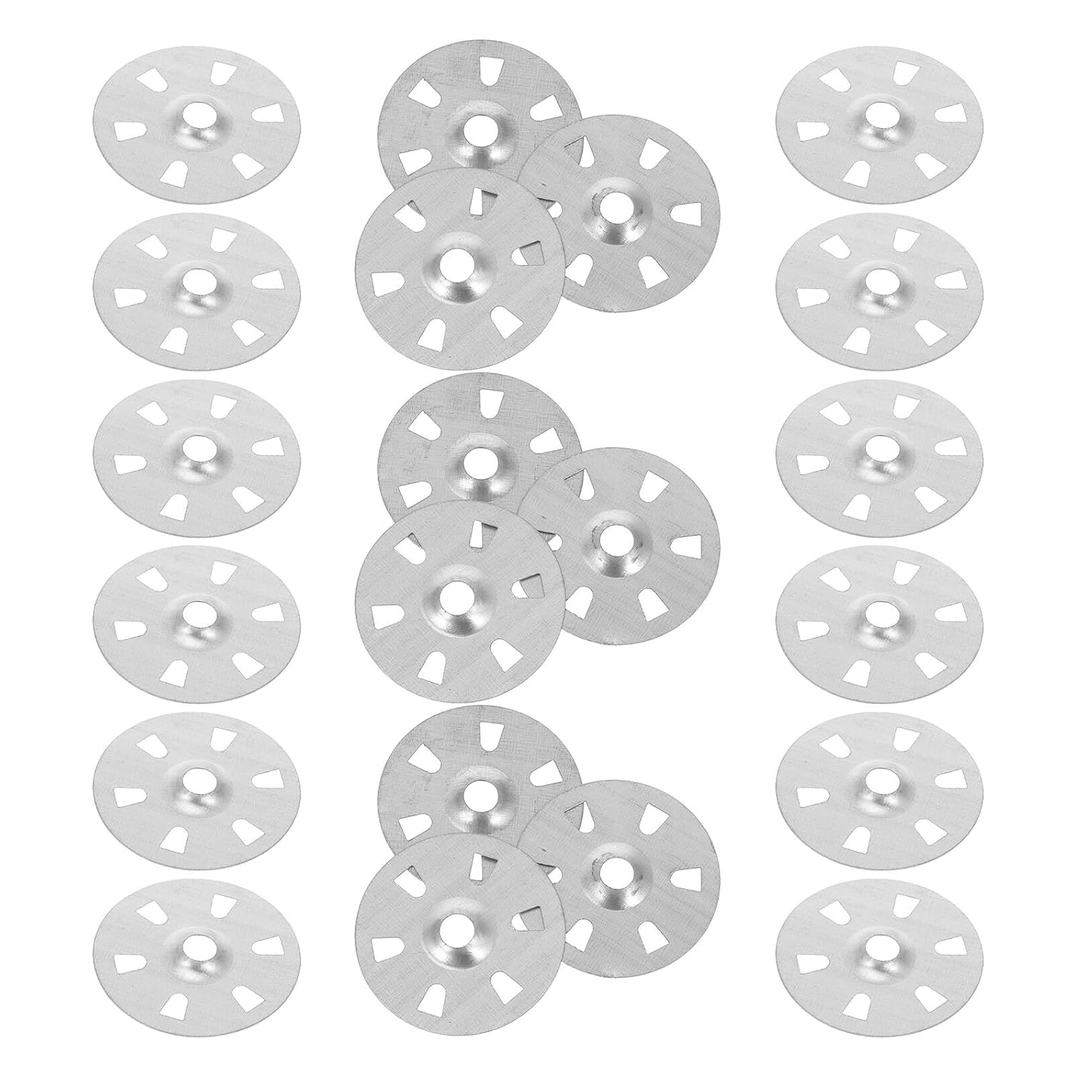 Holibanna 500pcs Six-Hole Metal Insulation Washers for Foam Board Fastening, Flat Rigid Foam Support Discs for Drywall and Panel Fixing in Construction