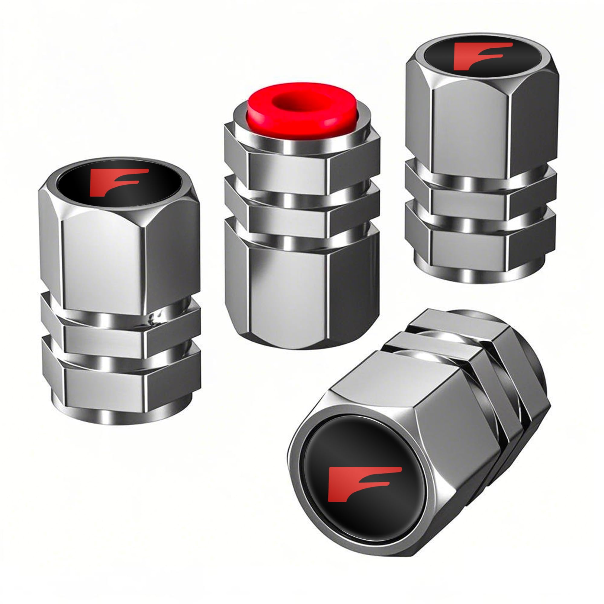 Aluminum 4pcs Compatible with F Sport Tire Valve Stem caps Cover Set for F Sport LINE Car Accessories Decor. (Silver-for-F)