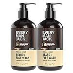 Every Man Jack Beard + Face Wash - Vanilla & Cedar Fragrance - Cleans & Softens Your Beard and Skin - Naturally Derived w/Aloe and Glycerin- 6.7 fl oz - 2 Pack