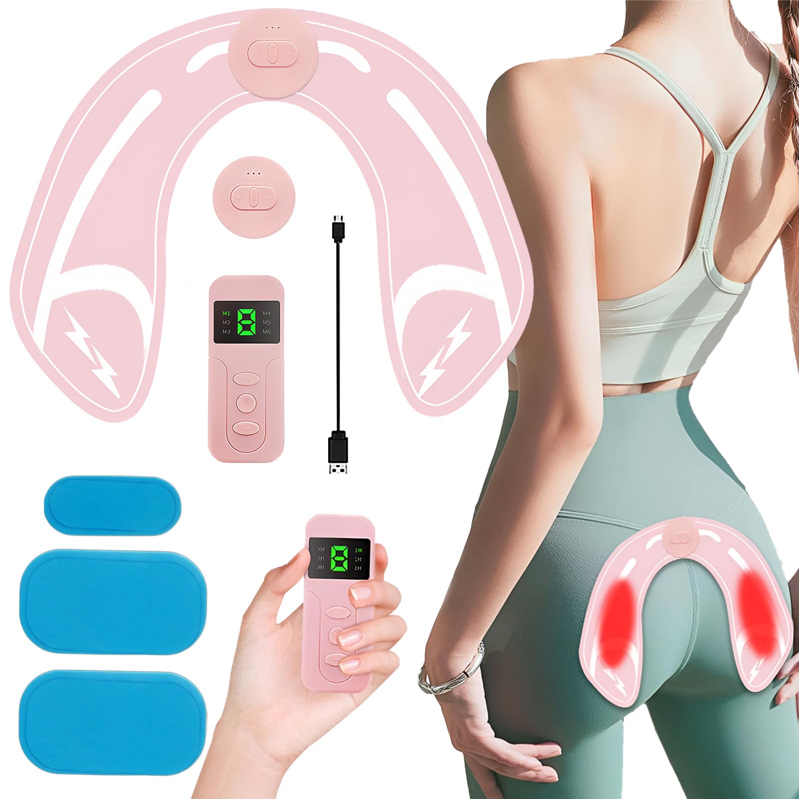 Booty Trainer,Buttock Muscle Stimulator Booty Trainer for Women Bum Trainer ABS Stimulator shaper Smart for Men And Women Buttocks Lift And Shape Fitness With 3 Hip Gel Patches