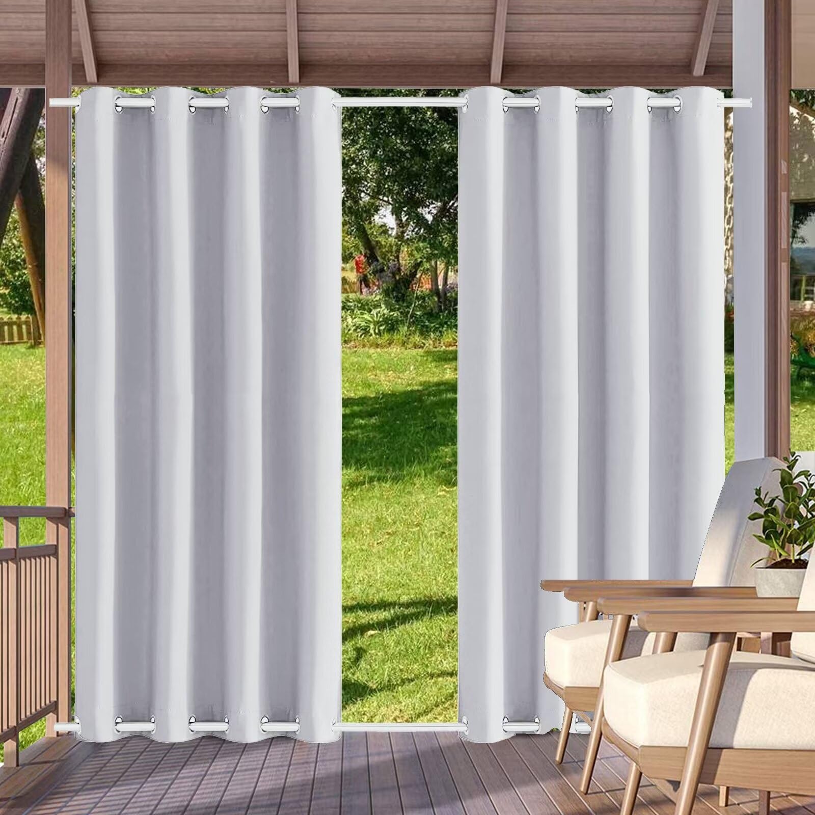 Tende per Esterno Bianche Antipioggia con Anelli Superiore e Inferiore Impermeabile Tenda per Gazebo Laterali Esterni balconi verande 1 Pezzo 200x210cm (BxH)