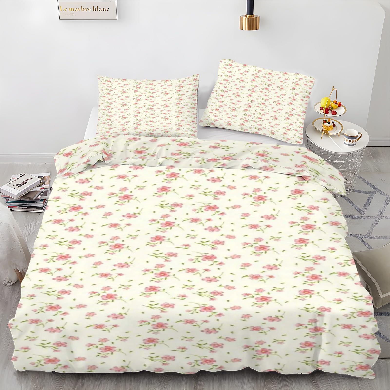 クイーンサイズ花柄シーツセット枕カバー付き