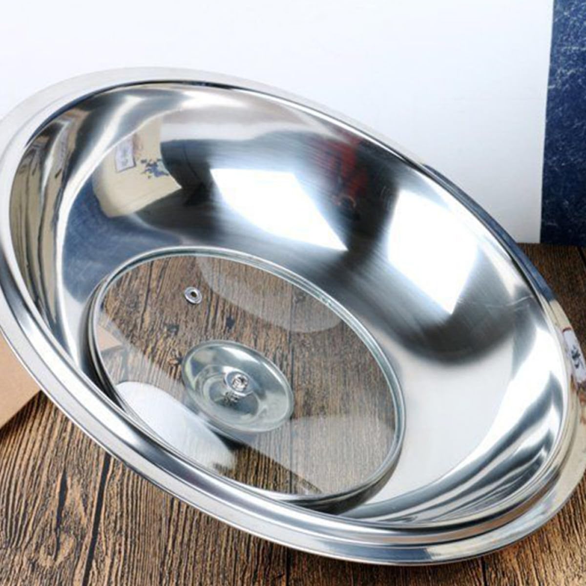 Couvercle de Poêle en Acier Inoxydable 34 CM Couvercle de Casserole en Métal Résistant à la Chaleur Compatible avec Plusieurs Feux Anti-Éclaboussures Accessoires de Cuisine