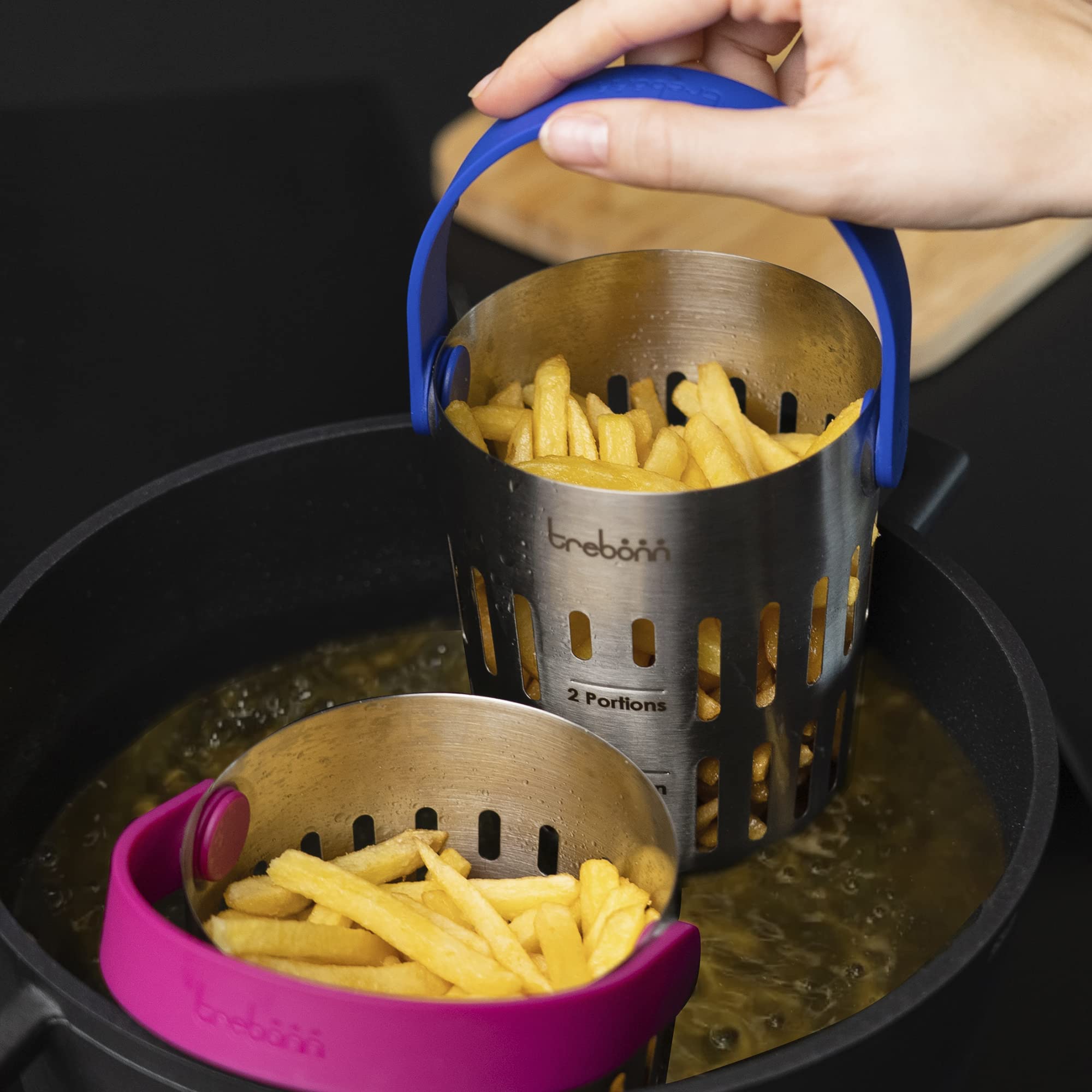 Trebonn - CookinPodPRO Coral - Cesta de cocción de acero inoxidable. Ideal para cocinar pasta, para cocciones al vapor y para freír.