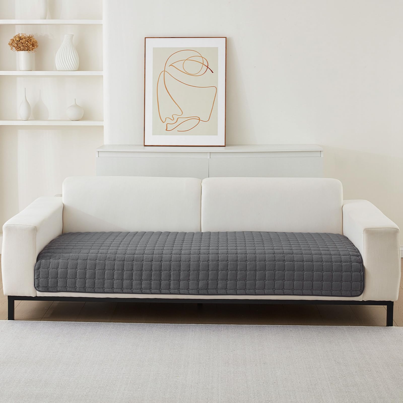 SHANNA Velluto Copridivano 1 2 3 4 Posti con Penisola, 2024 Nuovo Fodera per Divano Antiscivolo Antimacchia, Telo Copridivano con Braccioli Tessuto Super Morbido Universale (Grigio Scuro, 70 x 180cm)