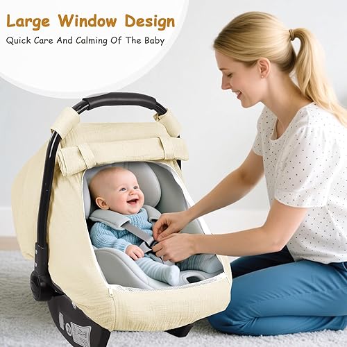 Miniatura 6 de Funda de asiento de automóvil para bebé, fundas de asiento de automóvil de verano para bebés, niñas y niños, muselina transpirable de algodón