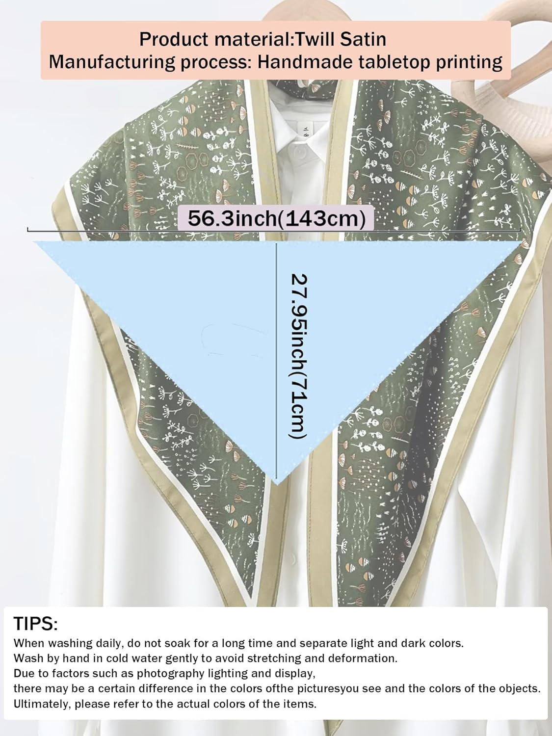 Triangle Shawls Scarf Head Hair Neck For Women Scarves Fashion Silk Feeling Lady Lightweight 56.3×27.95inch - Image 3