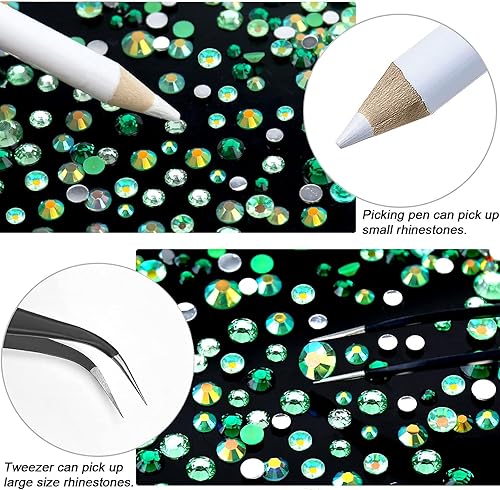 Miniatura 3 de AUREHEN 15000 unidades de diamantes de imitación de resina de la serie verde de 0.18 a 0.18 pulgadas, redondos sin termofijar, gelatina y parte