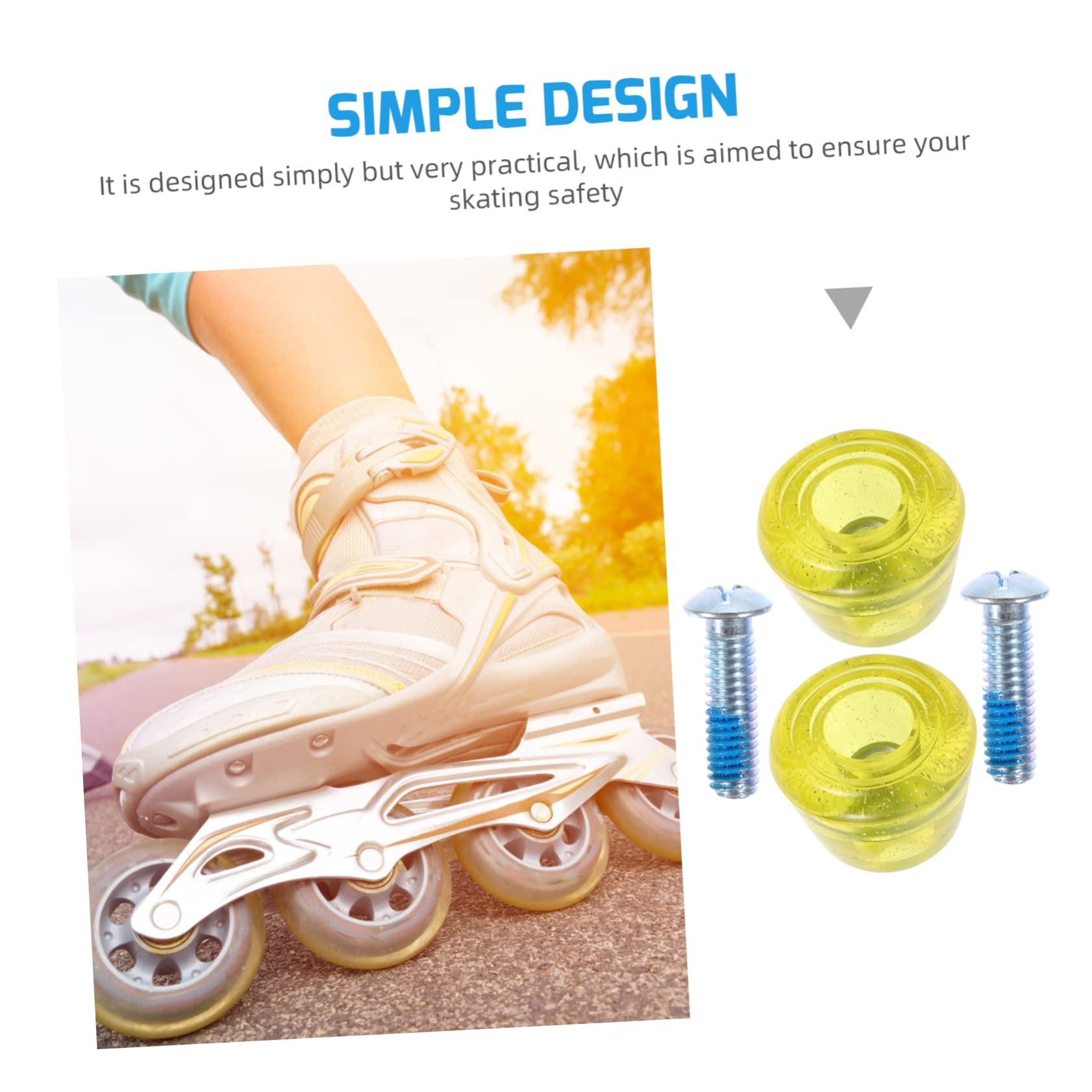 NAMOARLY 1Pair Replaceable Roller Skate Toe Stops Wear Resistant Skate Brakes with Height and Screws for Portable Roller Skating Accessories for Quad Skates