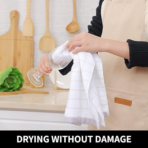 Miniatura 139 de Homaxy Toallas de cocina de rizo 100% algodón (gris oscuro, 13 x 28 pulgadas), diseño a cuadros, suaves y súper absorbentes, paquete de 6