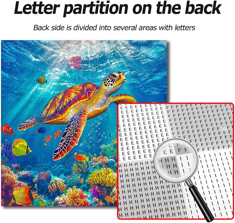 Bgraamiens Swimming Sea Turtle 1000 Piece Jigsaw Puzzle for Adults – Colorful Ocean Underwater Puzzle with Sea Life, Challenging and Relaxing Puzzle Game