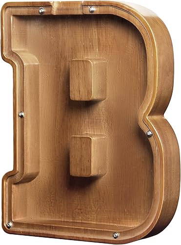 Alcancía grande de madera personalizada para niños, niñas, niños y adultos, el mejor regalo para amigos (9.2 pulgadas - B)