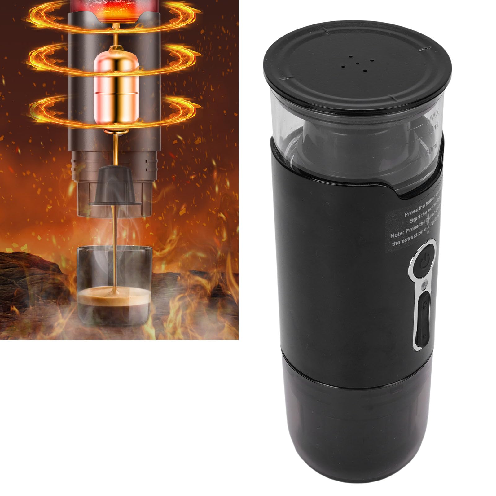 Haofy de de café Portátil Café de Automóviles Pequeñas Cafeteras con Presión de 15 Bares para Cápsulas de DG Café de café Cartuchos