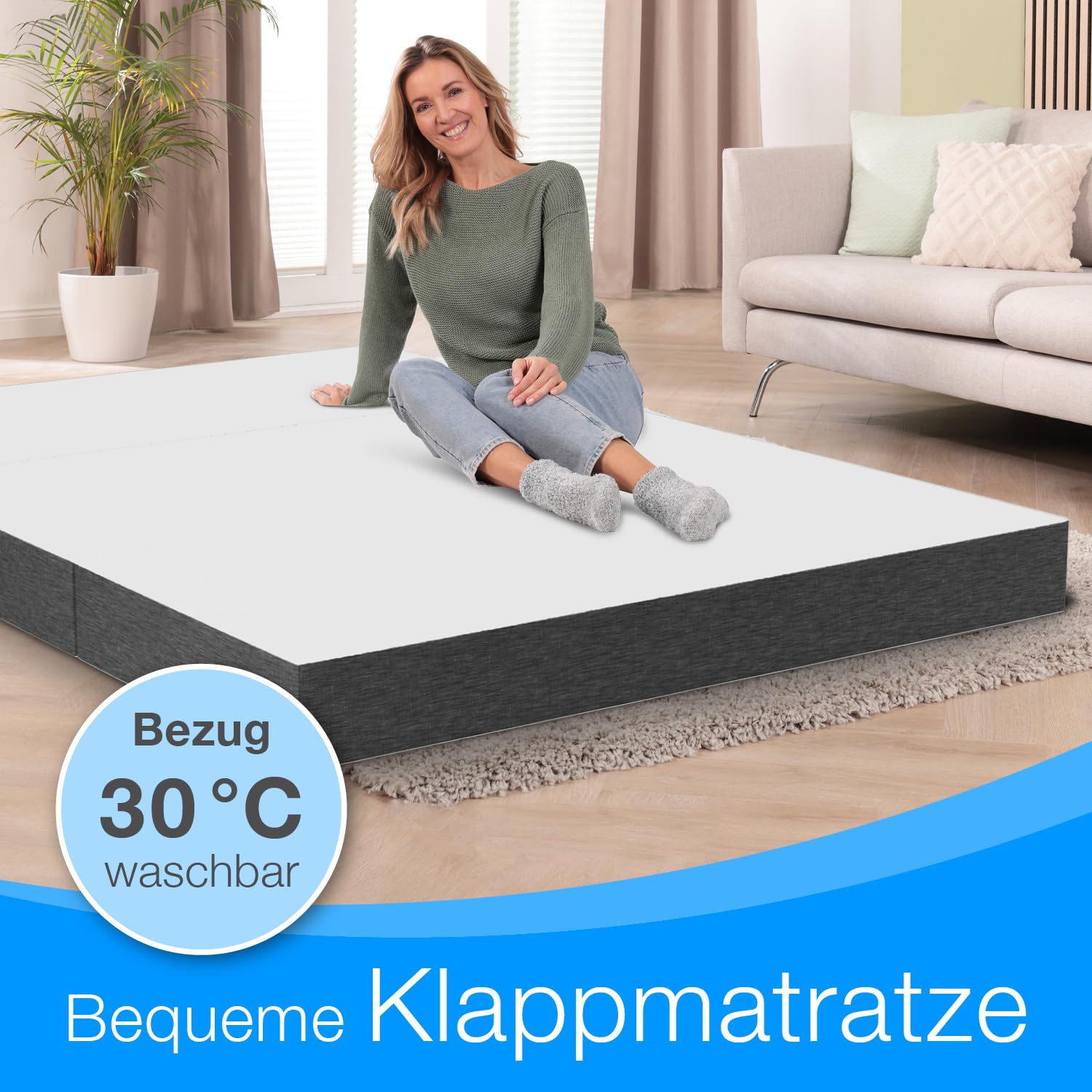 ELONEO Colchón Plegable 2 Personas, Colchón de Espuma Premium Visco, 140x200 cm, Grosor: 15 cm, Cama de Viaje para Niño y Adulto, Cama Supletoria para Adulto y Niño, Funda Lavable