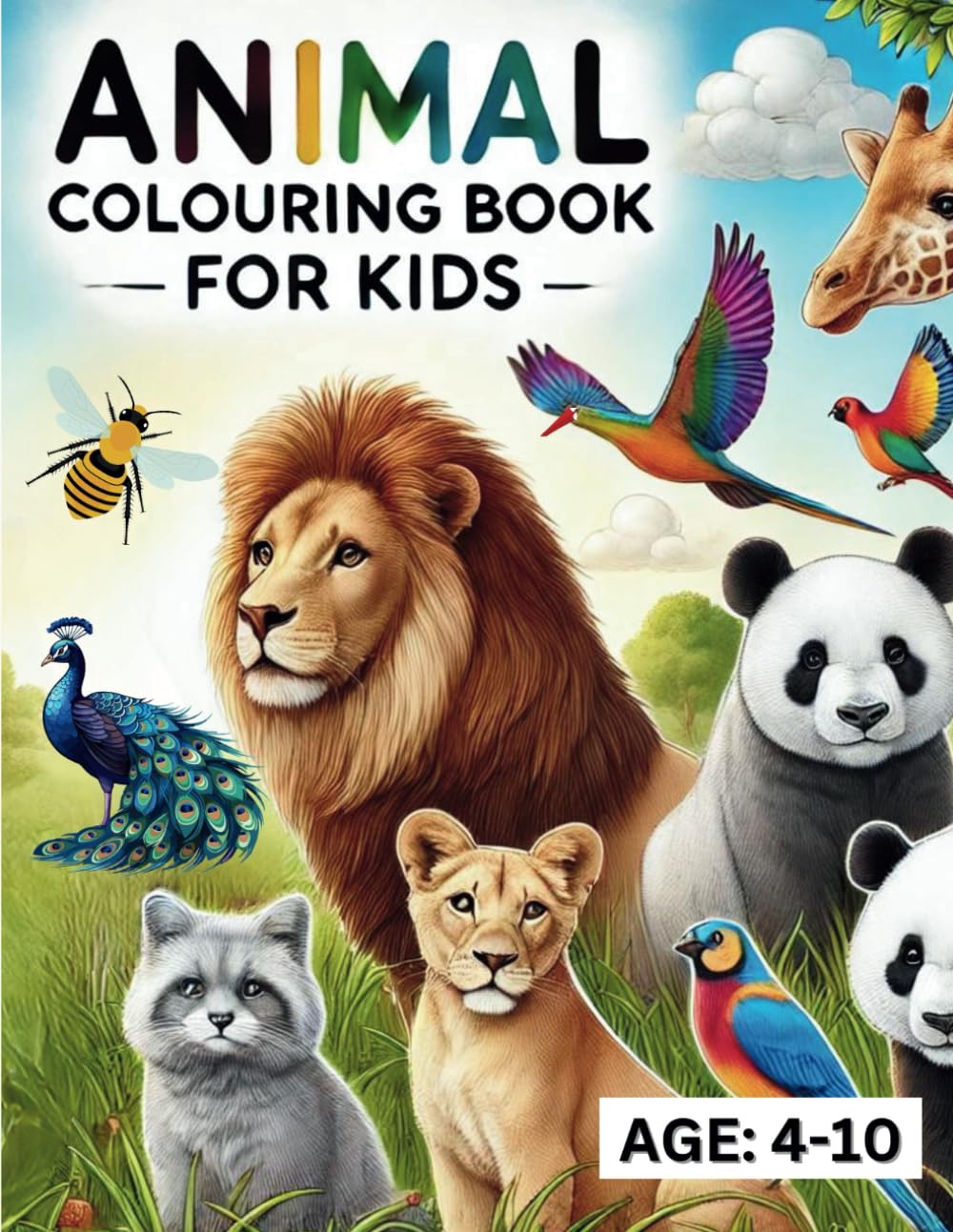 Animal Colouring Book for kids: Realistic, Cute and Fun Animals for Children Ages 4-10
