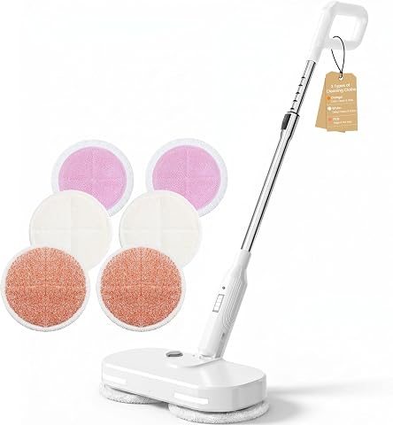 Buways Rechargeable Cordless Electric Spin Mop, White