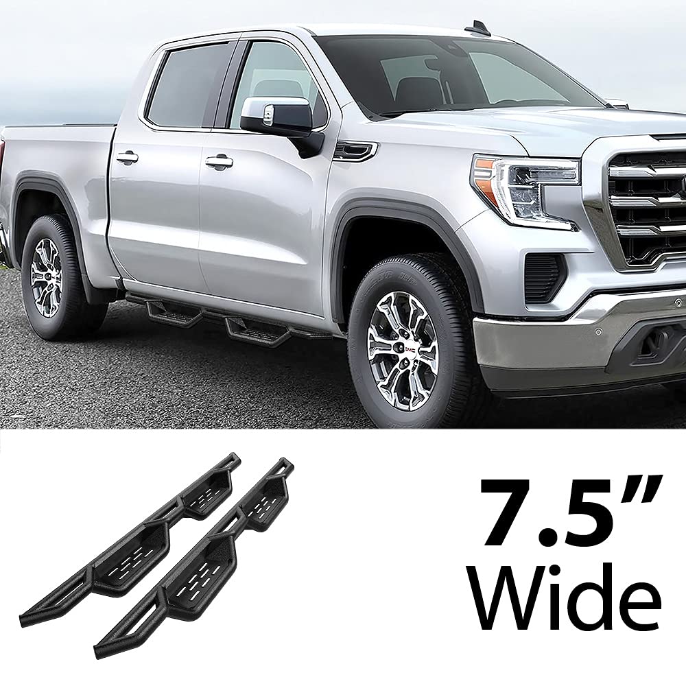 HD Ridez Drop Bars Side Step Compatible with Chevy Silverado GMC Sierra 1500 2019-2024 Crew Cab & 2500 HD 3500 HD 2020-2024 (Silverado 1500 LTD Sierra 1500 LD 2022)