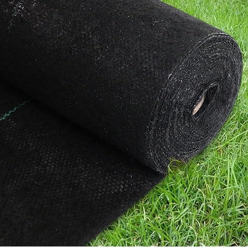 HOOPLE 3ft x 50 ft 5Oz Double Layer Weed Barrier Fabric, Garden Landscape Fabric, Durable & Heavy Duty Weed Block Gardening Mat, Premium Weeds Control Easy Setup & Convenient Guide Strip.
