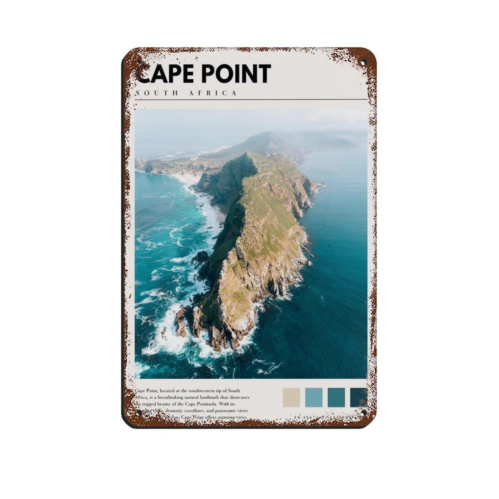 Cape Point South Africa Cape Point Poster Retro Poster Metal Tin Sign Chic Art Retro Iron Painting Bar People Cave Cafe Family Garage Poster Wall Decoration 8x12inch(20x30cm)