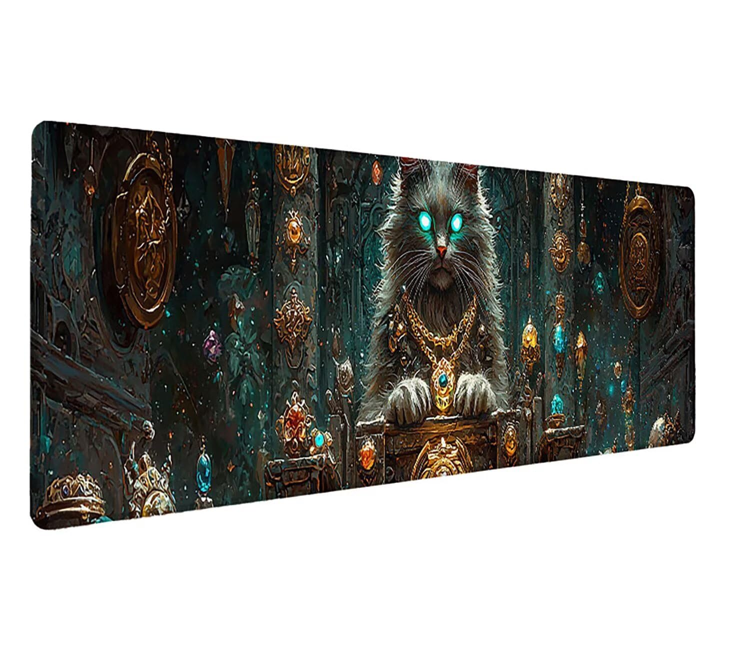 Podkładka pod mysz do gier XXL kot krajobraz, podkładka pod mysz XXL 1600 x 800 x 3 mm, podkładka pod mysz matowa, bardzo duża podkładka pod biurko dla graczy, bardzo duża z tkaniny, antypoślizgowa