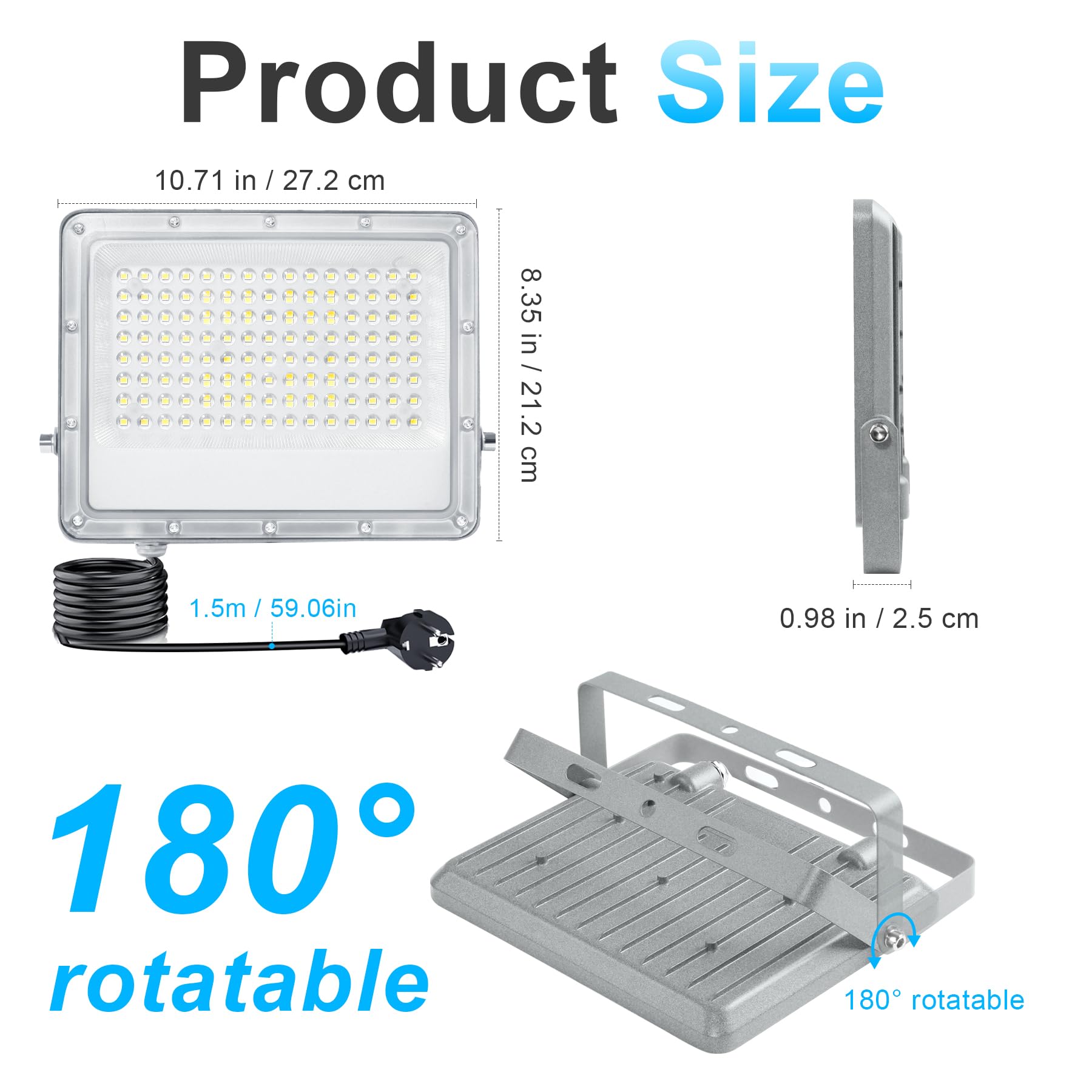 Foco LED Exterior 150W, 15000LM, 6500K Luz Blanca Fría, IP66 Impermeable No Regulable – Lámpara de Seguridad para Jardín, Garaje, Terraza, Patio y Almacén