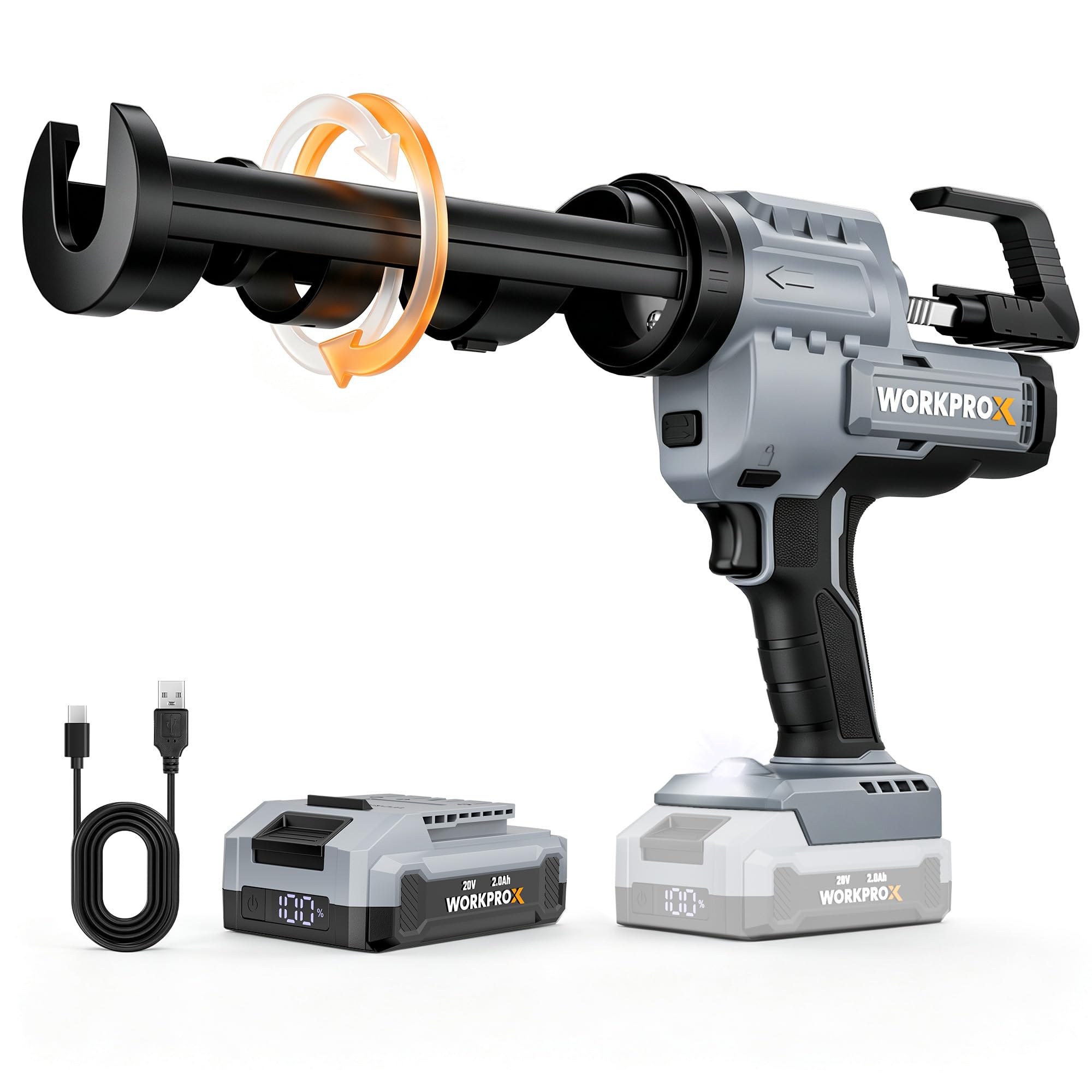 WORKPROX Pistola Silicona Bateria de 20 V con Batería Recargable 2000 mAh
