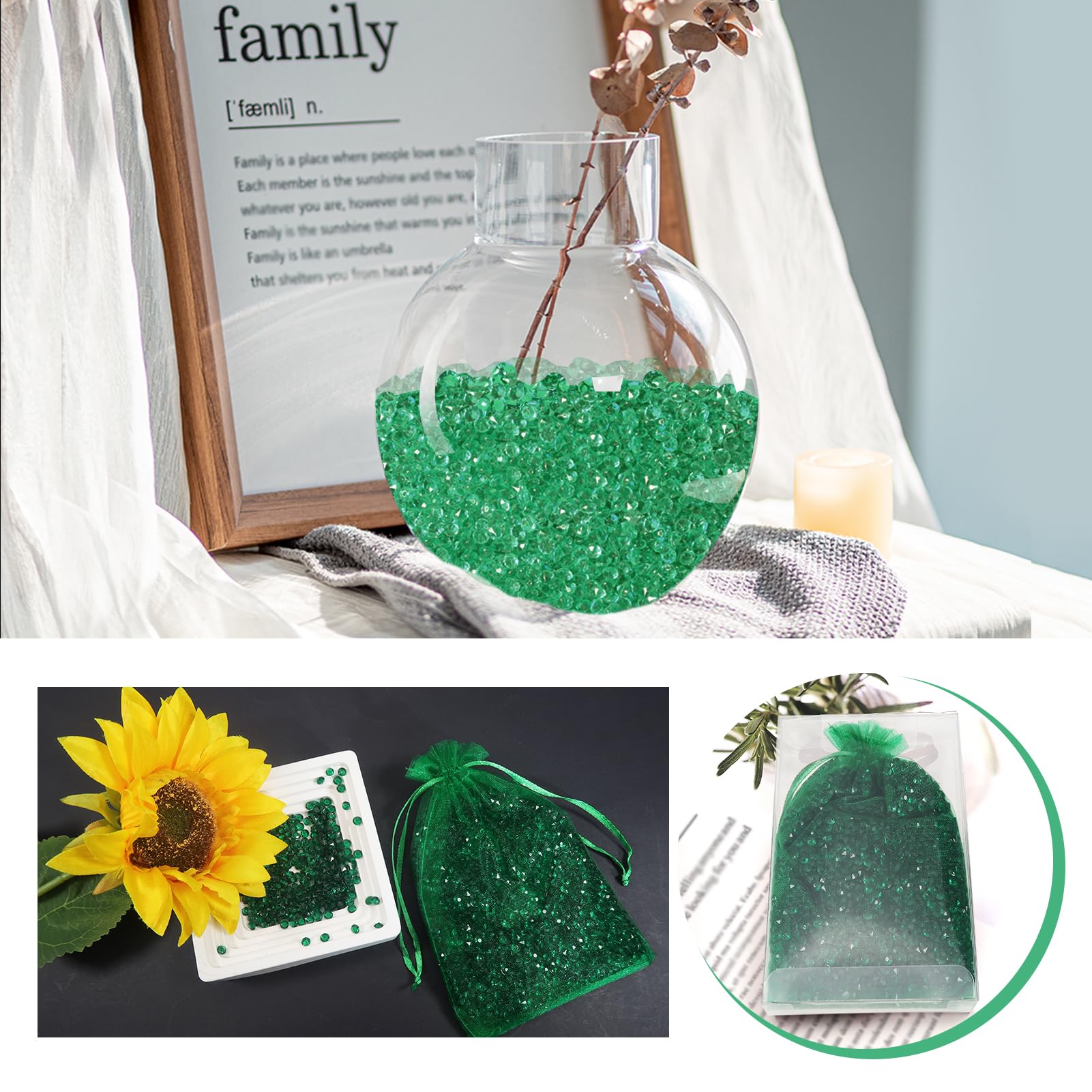 TOAOB 5000pcs Dark Green Table Scatter Crystals Acrylic Diamonds Rhinestones 4.5mm for Table Decorations Wedding Decoration Bridal Shower Decoration - Image 4